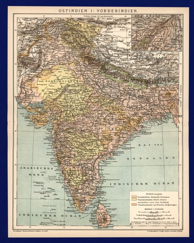 Landkarte anno 1895 indien - landkarte,