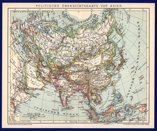 Landkarte anno 1901 - -, asien
